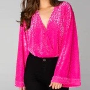 BuddyLove Ariana Kimono Sleeve Bodysuit pink